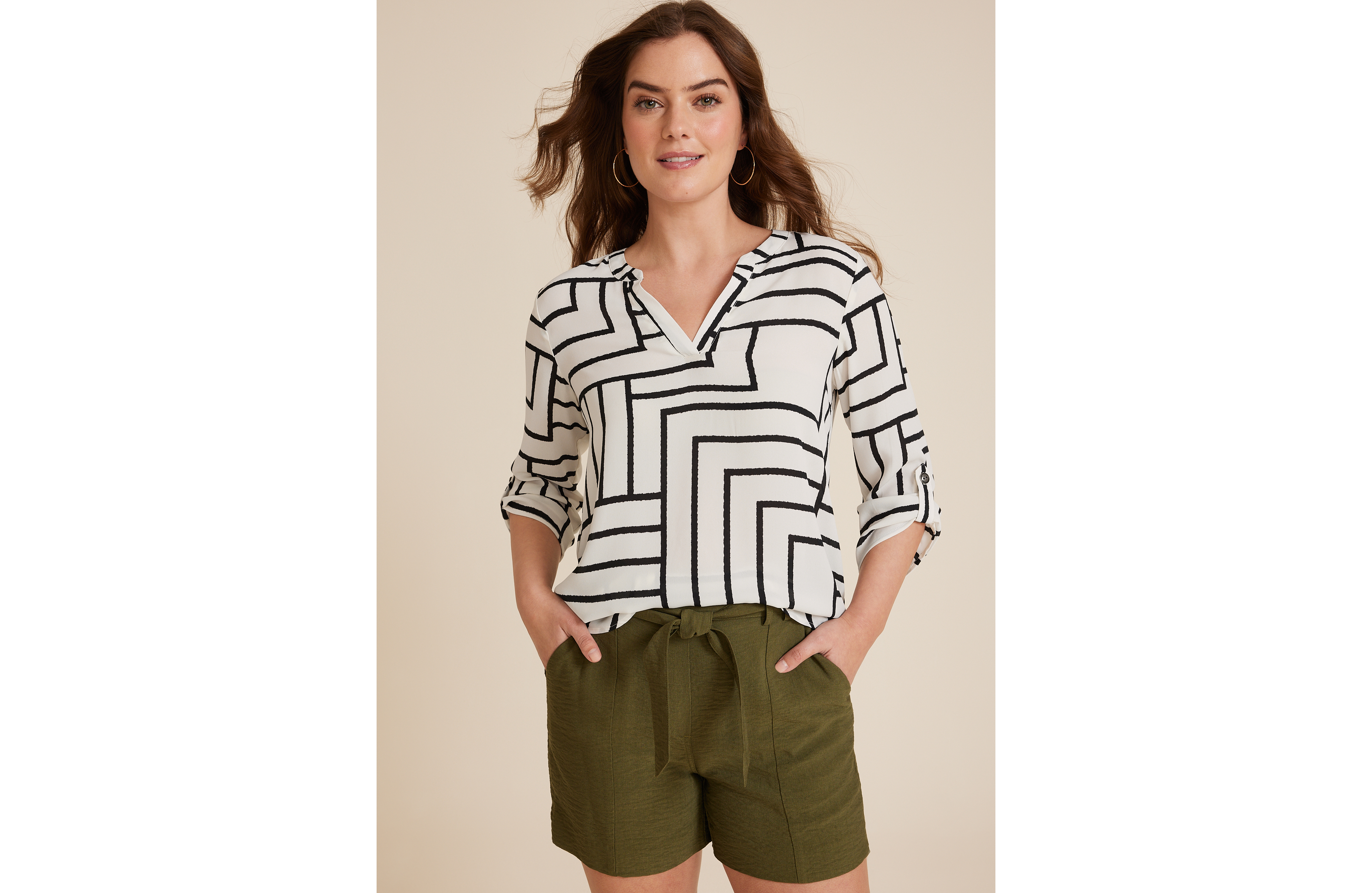 Atwood 3/4 Sleeve Popover Blouse