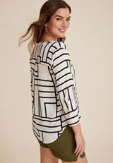 Atwood 3/4 Sleeve Popover Blouse, C3986, small