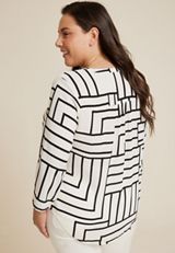 Plus Size Atwood 3/4 Sleeve Popover Blouse, C3986, small