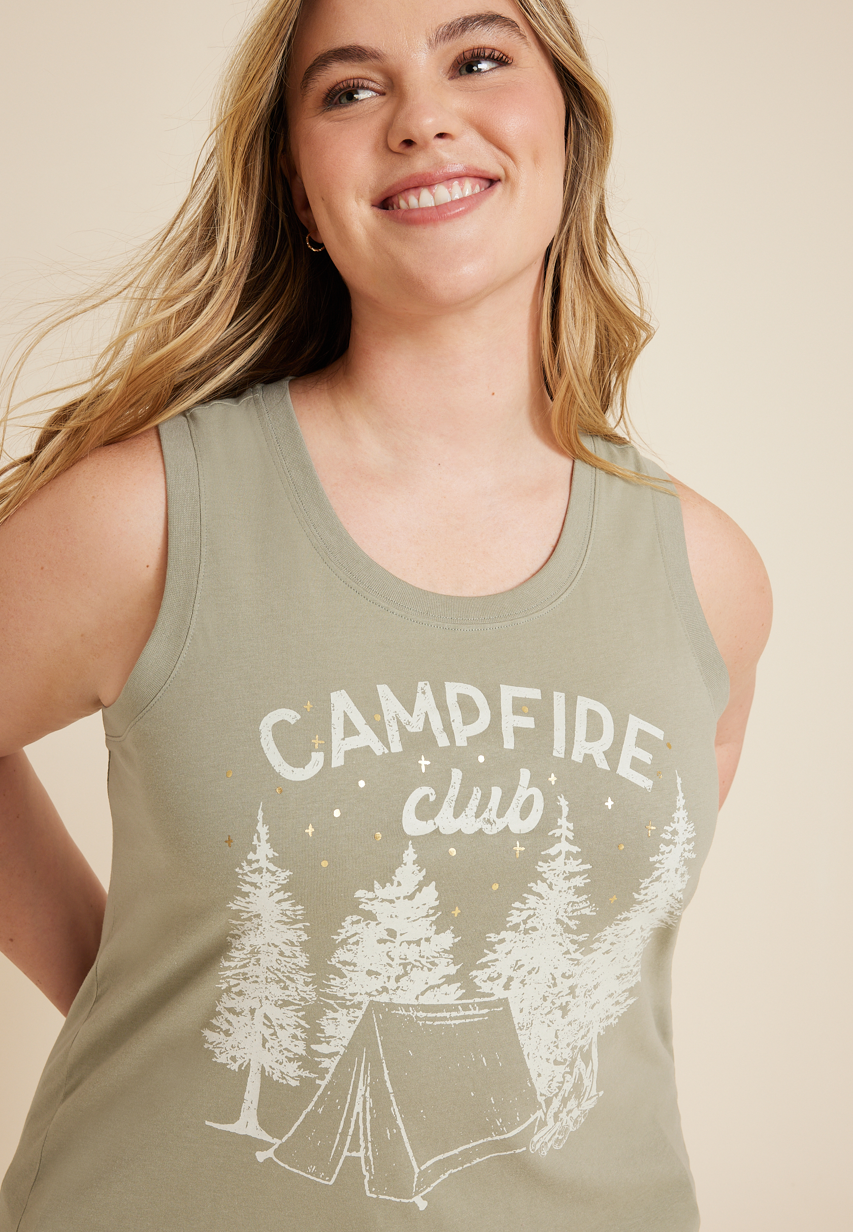 Plus Size Campfire Club Graphic Tank, C186, large