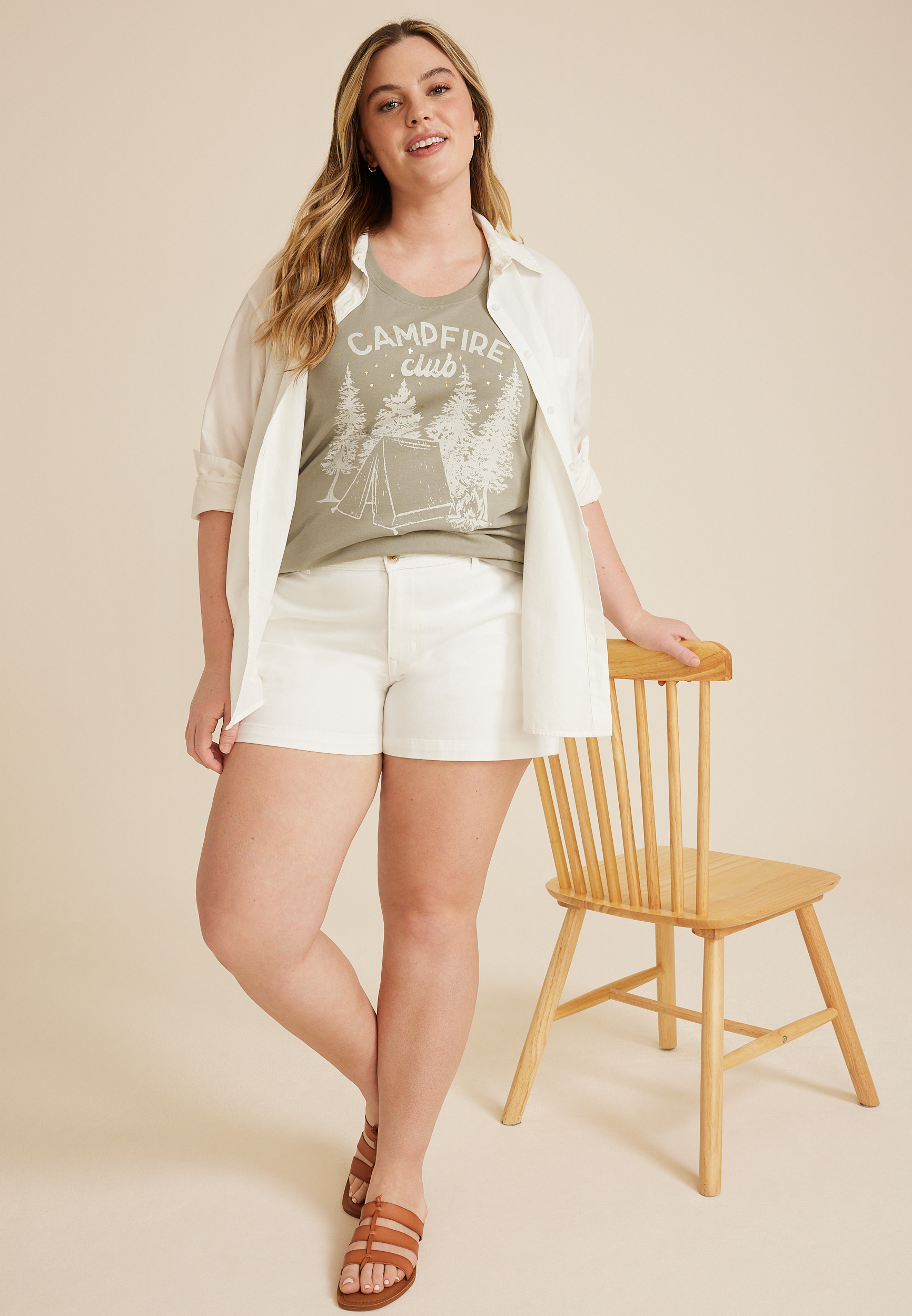 Plus Size Campfire Club Graphic Tank, C186, large
