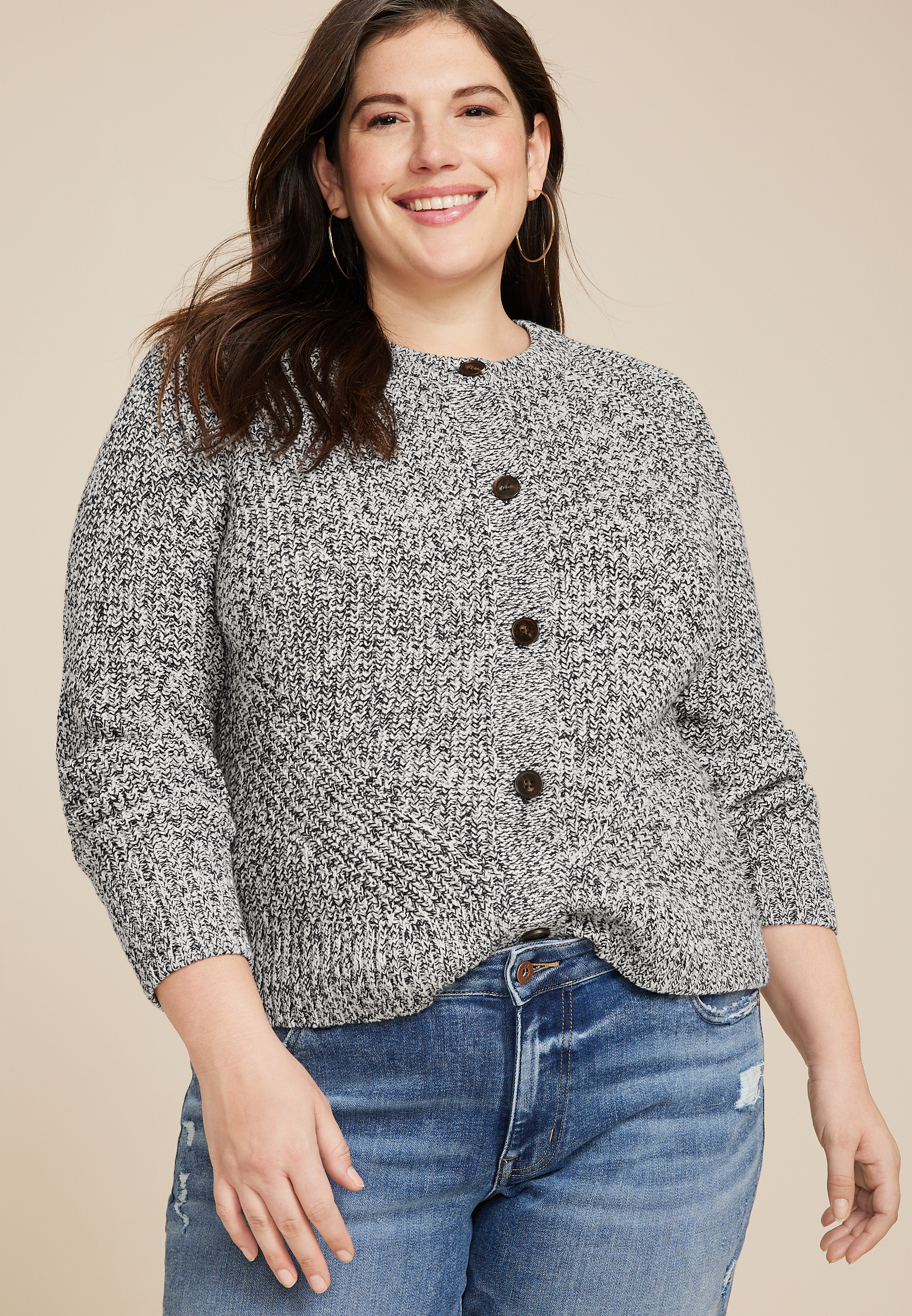 Plus Size Fleece Zip Up Cardigan