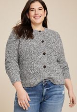 Plus Size Bomber Button Up Cardigan, C944, small