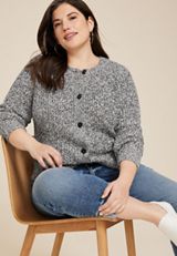 Plus Size Bomber Button Up Cardigan, C944, small
