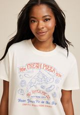 Fresh Pizza Oversized Fit Graphic Tee, ECRU, small