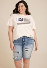 Plus Size Americana USA Relaxed Fit Graphic Tee, C596, small