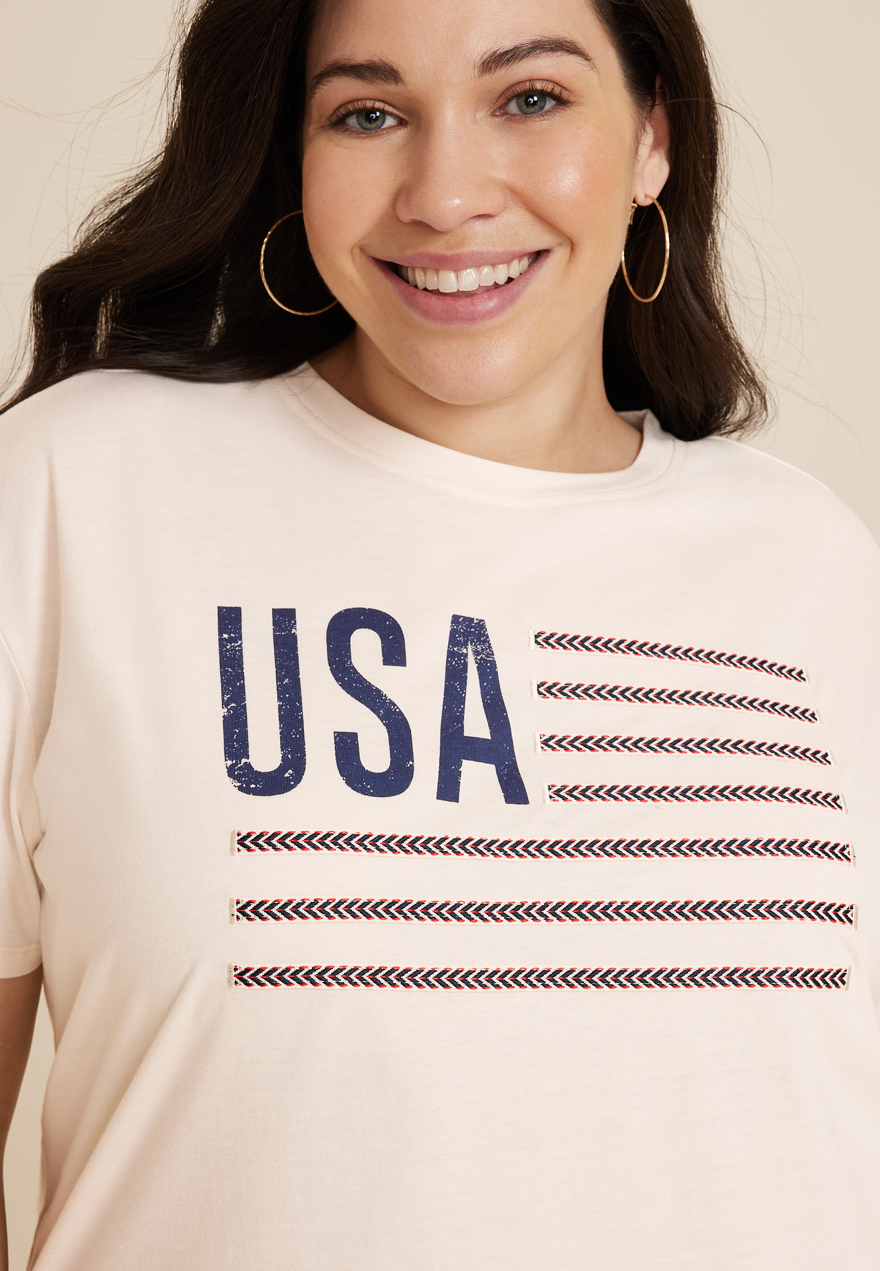 Plus Size Americana USA Relaxed Fit Graphic Tee, C596, large