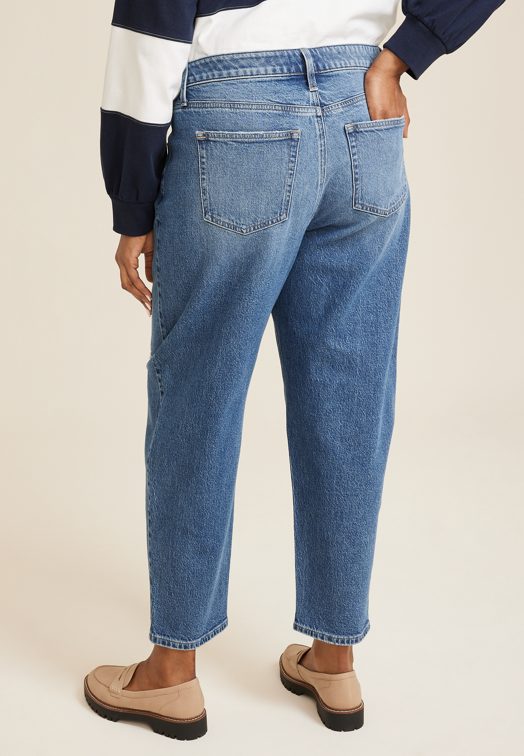 Plus Size edgely&trade; High Rise Barrel Jean, MEDIUM SANDBLAST, large