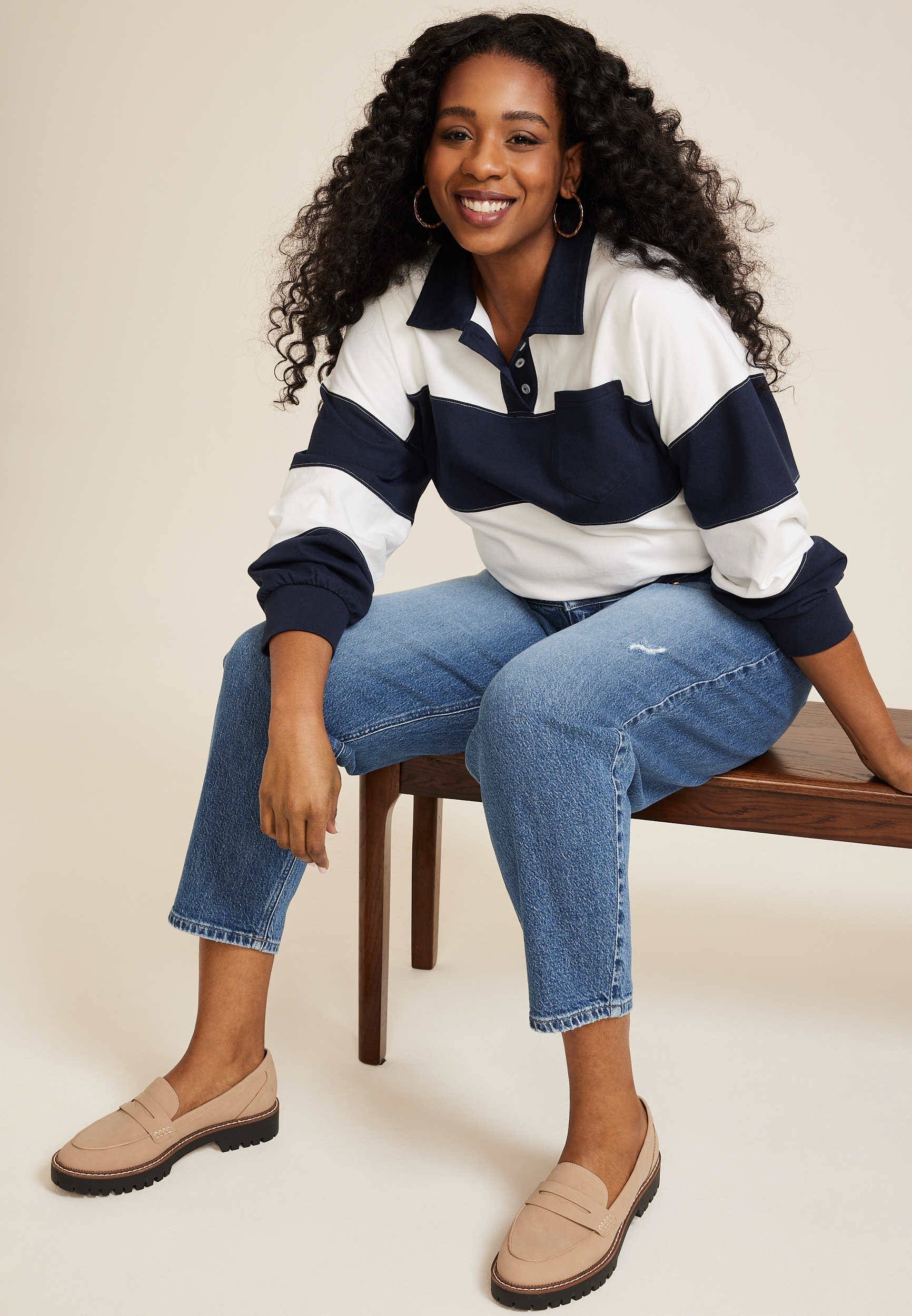 Plus Size edgely&trade; High Rise Barrel Jean, MEDIUM SANDBLAST, large