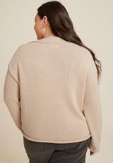 Plus Size Lace Up Collared Sweater, C3968, small