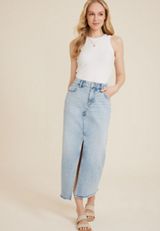 m jeans by maurices&trade; Light High Rise Denim Maxi Skirt, LIGHT SANDBLAST, small