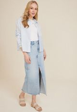 m jeans by maurices&trade; Light High Rise Denim Maxi Skirt, LIGHT SANDBLAST, small
