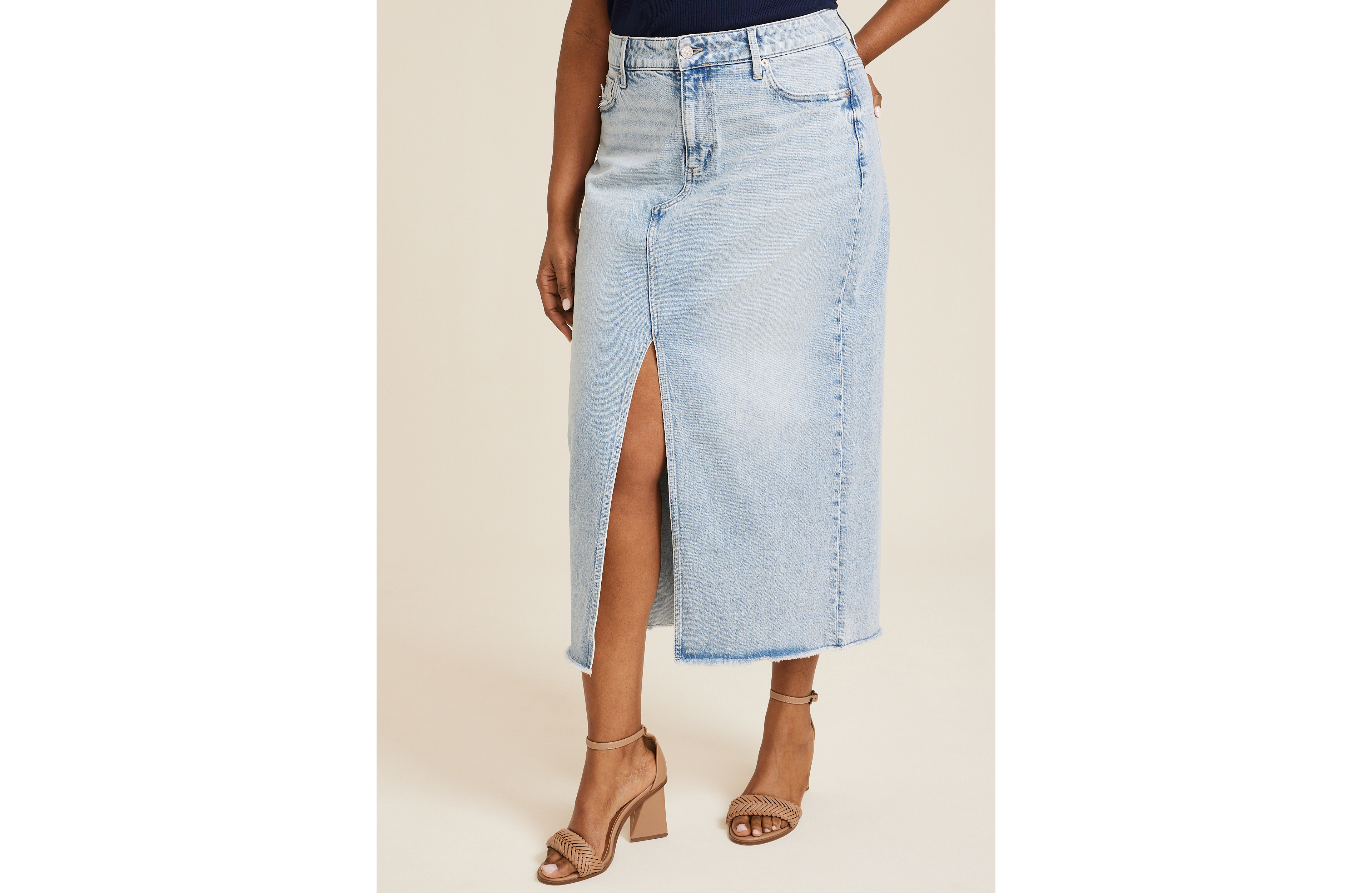 Plus m jeans by maurices™ Light High Rise Nonstretch Denim Maxi Skirt