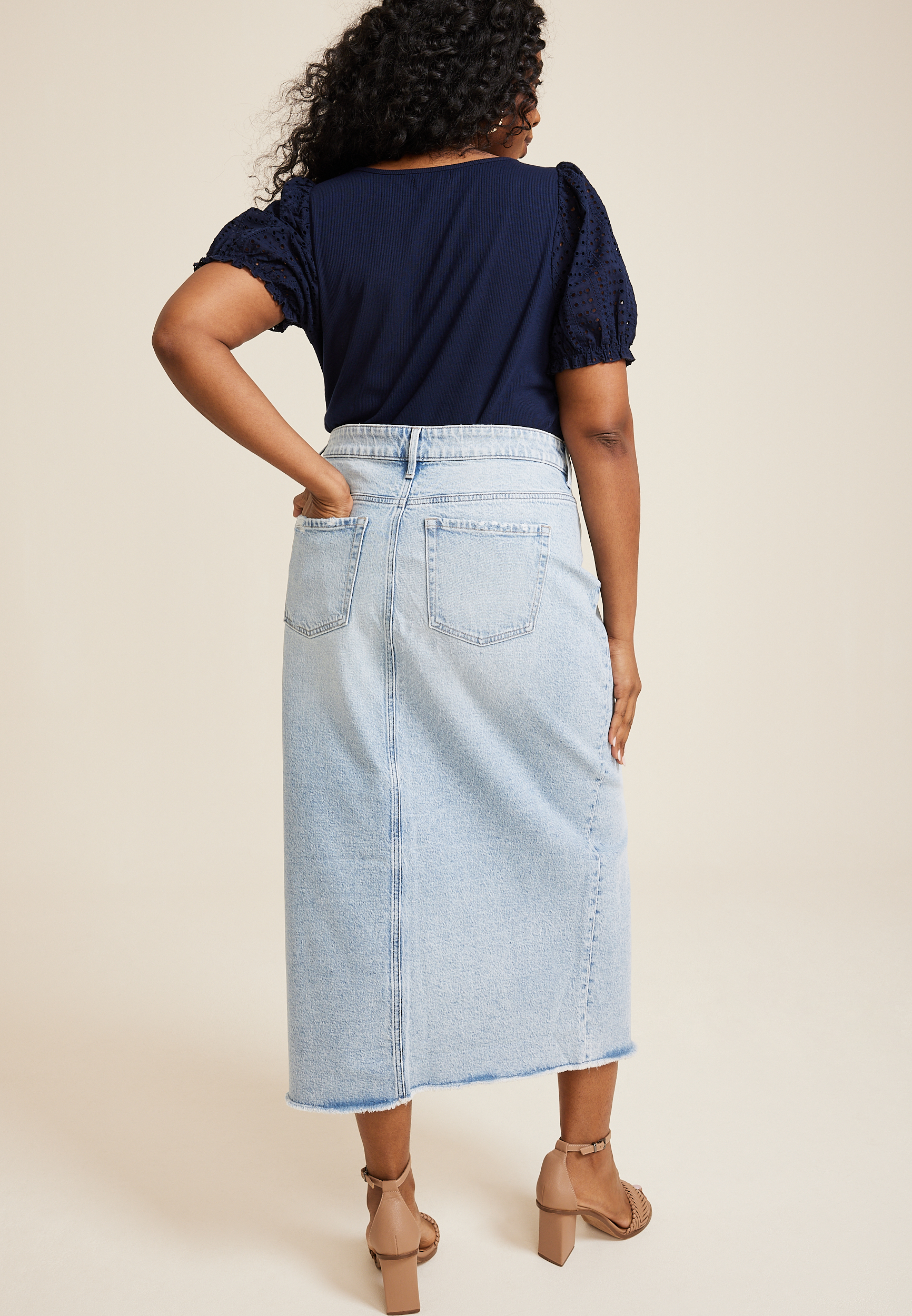 Plus Size m jeans by maurices&trade; Light High Rise Nonstretch Denim Maxi Skirt, C2806, large