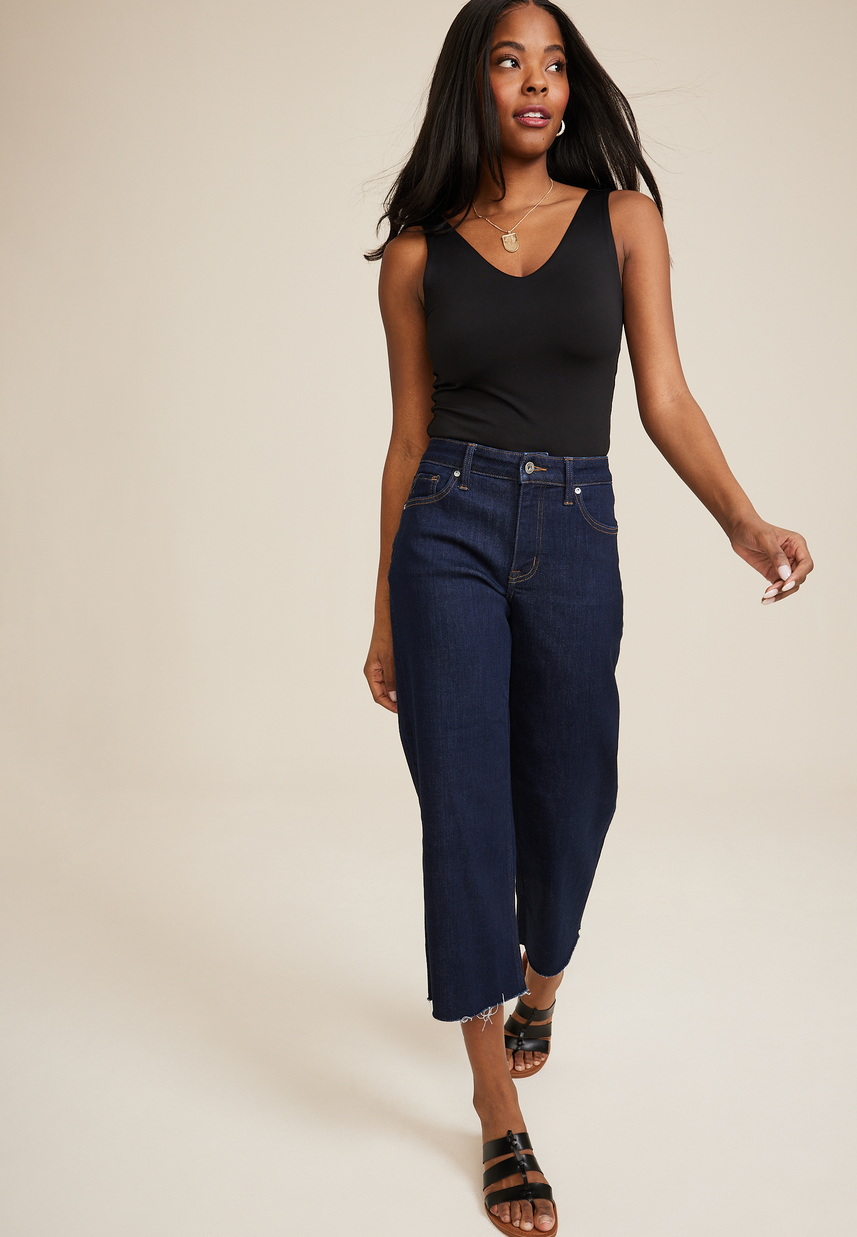 Super High Waisted Distressed Cropped Capri Jeans with Cut Outs