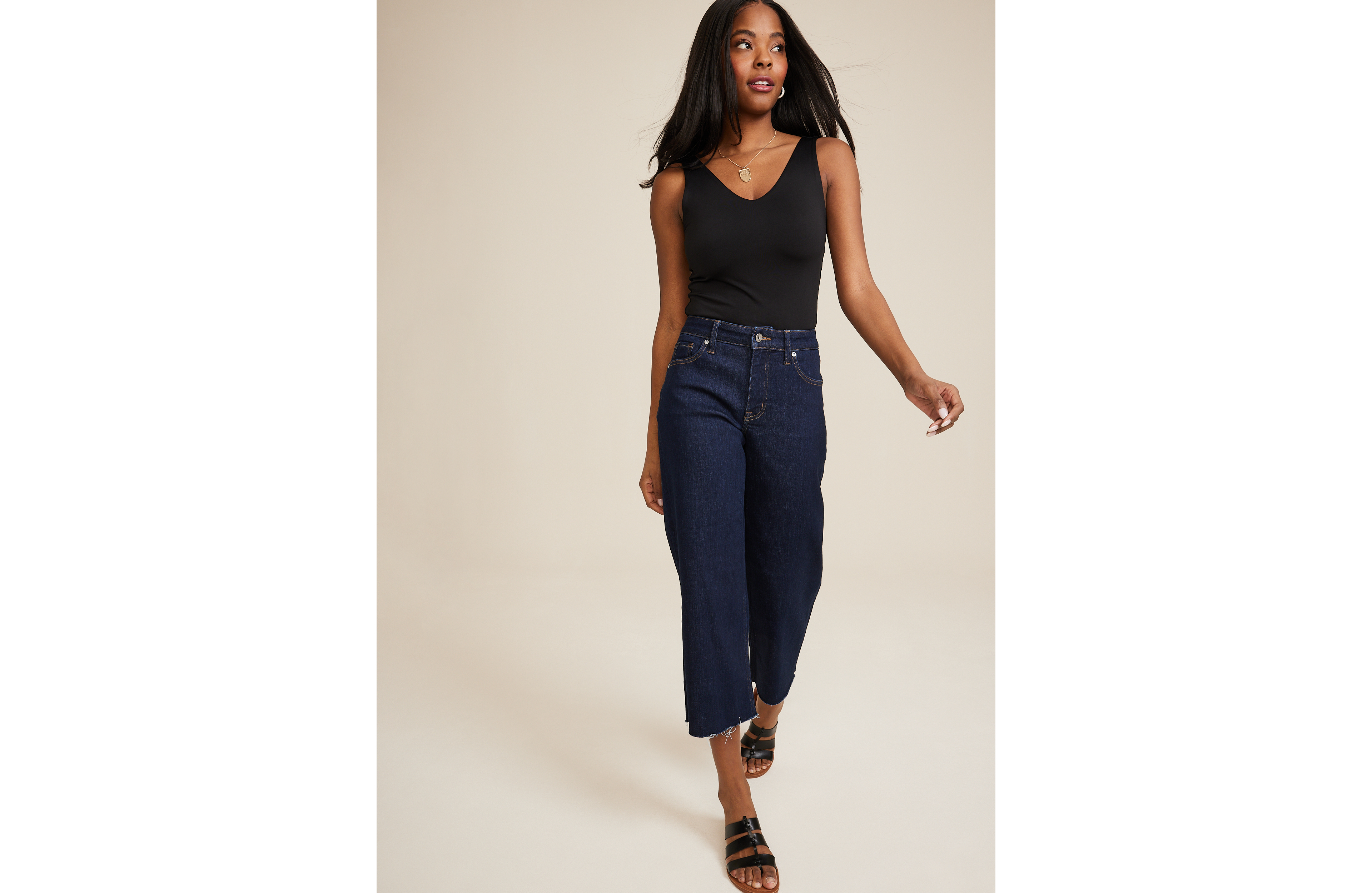 edgely™ Dark High Rise Cropped Wide Leg Jean