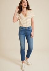 m jeans by maurices&trade; Mid Rise Double Button Slim Straight Ankle Jean, C3337, small