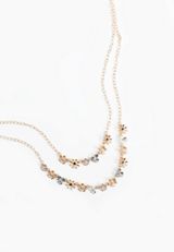 Floral Mixed Metal Double Layer Necklace, C605, small