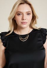 Floral Mixed Metal Double Layer Necklace, C605, small
