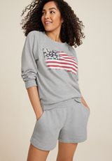 Floral American Flag Relaxed Fit Sweatshirt, C3348, small