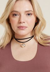 Pressed Floral Cord Necklace, GOLD, small