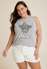 Plus Size Americana Sunseeker Mood Classic Fit Graphic Tank, LIGHT HEATHER GRAY, small