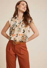Floral Button Down Blouse, C1524, small