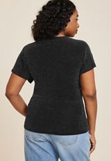 Plus Size Shimmer Twist Front Blouse, BLACK COMBO, small