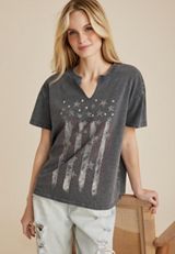 Americana Rhinestone Oversized Fit Graphic Tee, C829, small