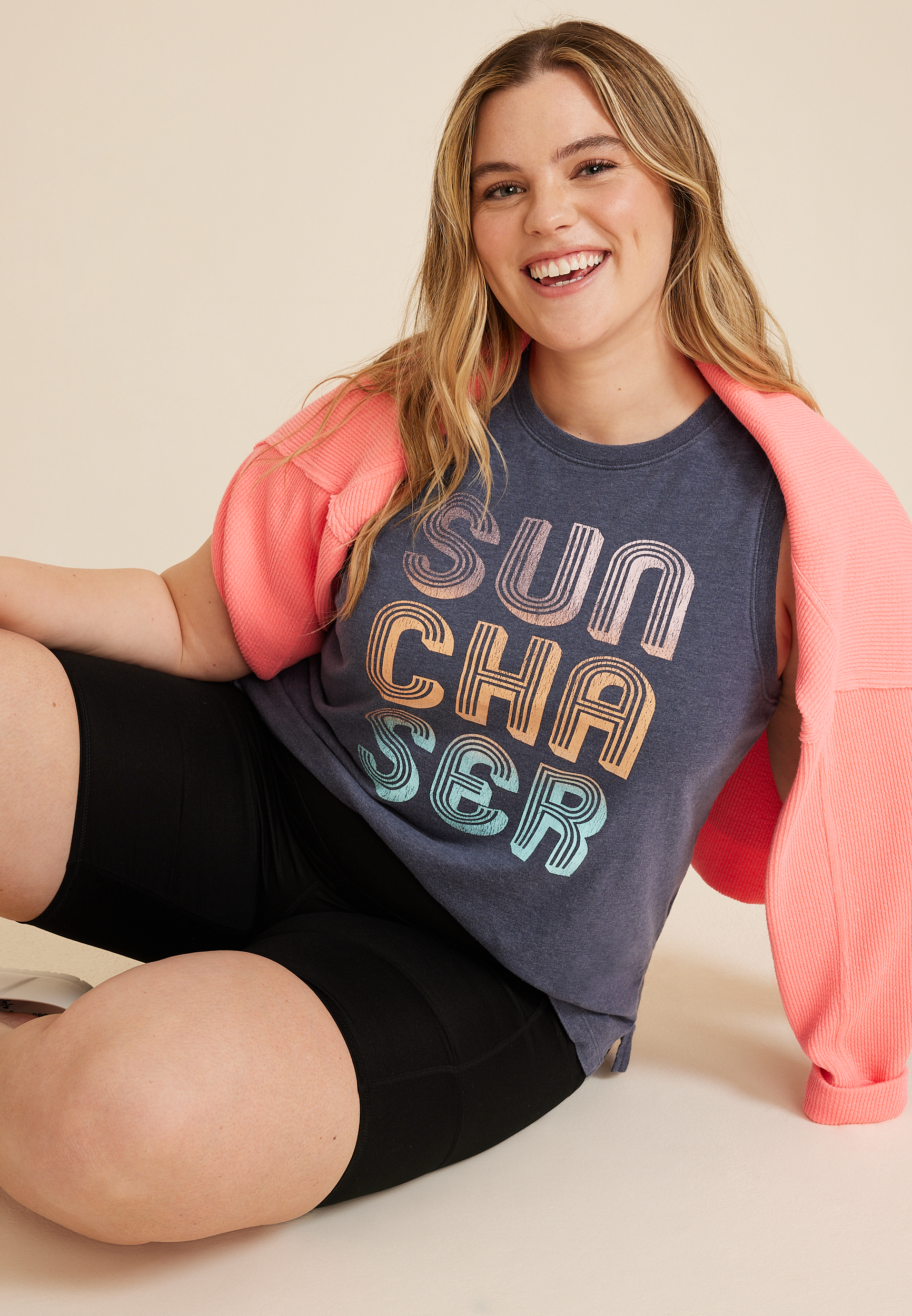 Plus Size Sunseeker Sunchaser Classic Fit Graphic Tank, C1919, large
