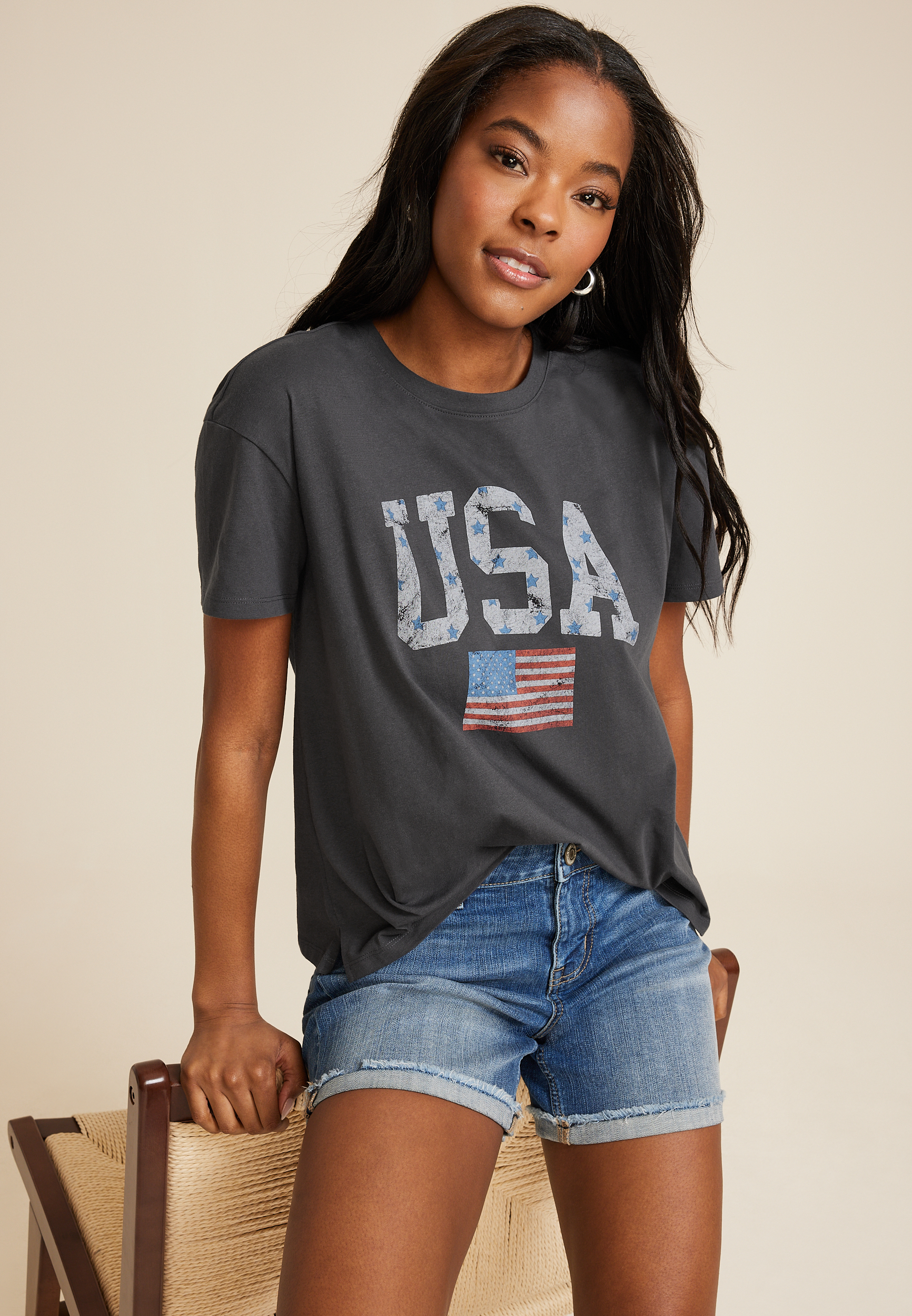 Americana USA Graphic Tee, PHANTOM BLACK, large