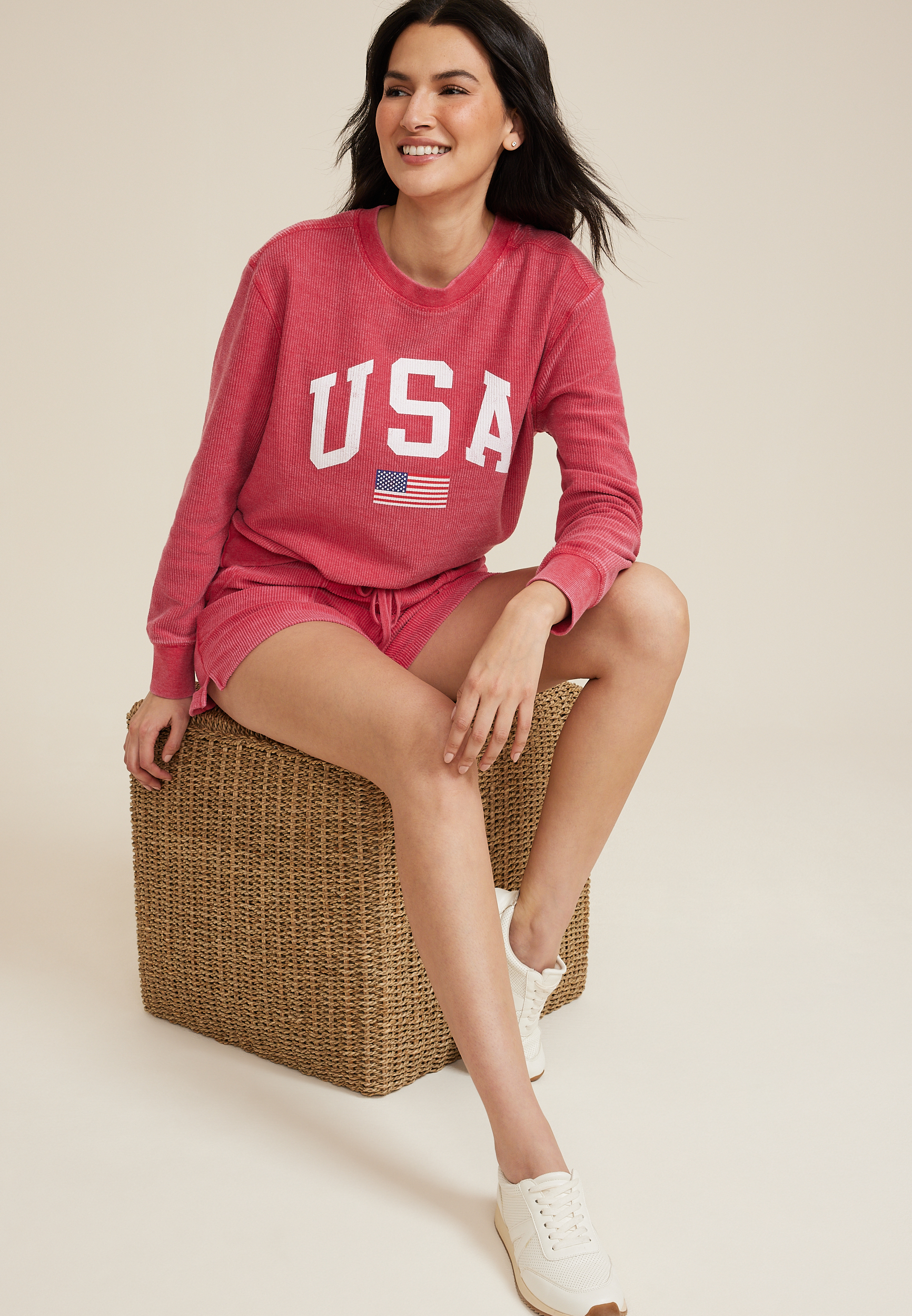 Americana USA Relaxed Fit Sweatshirt, RED, large