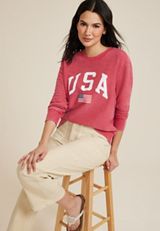 Americana USA Relaxed Fit Sweatshirt, RED, small