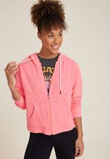 Textured Full Zip Hoodie, C1345, small