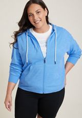 Plus Size Textured Full Zip Hoodie, C9697, small