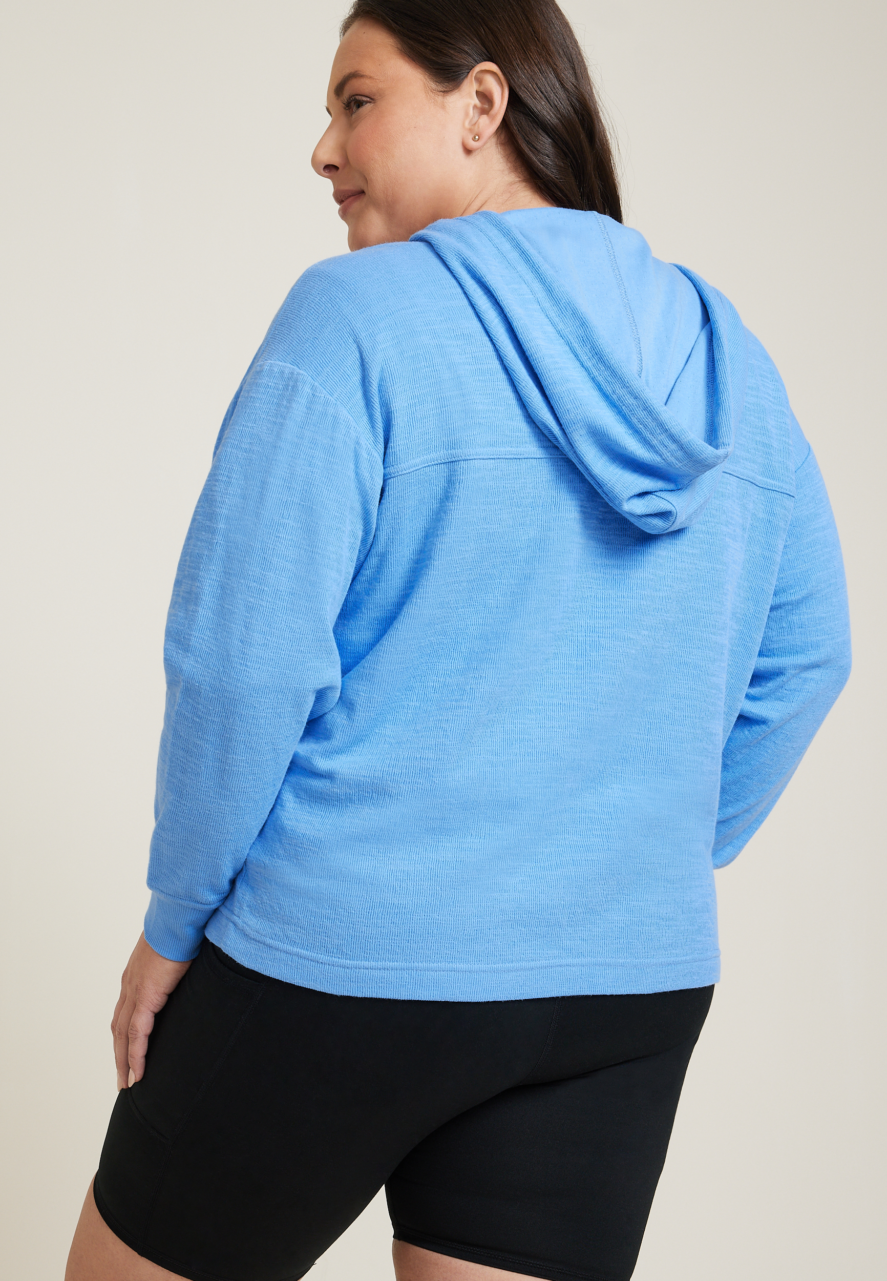 Plus Size Textured Full Zip Hoodie, C9697, large