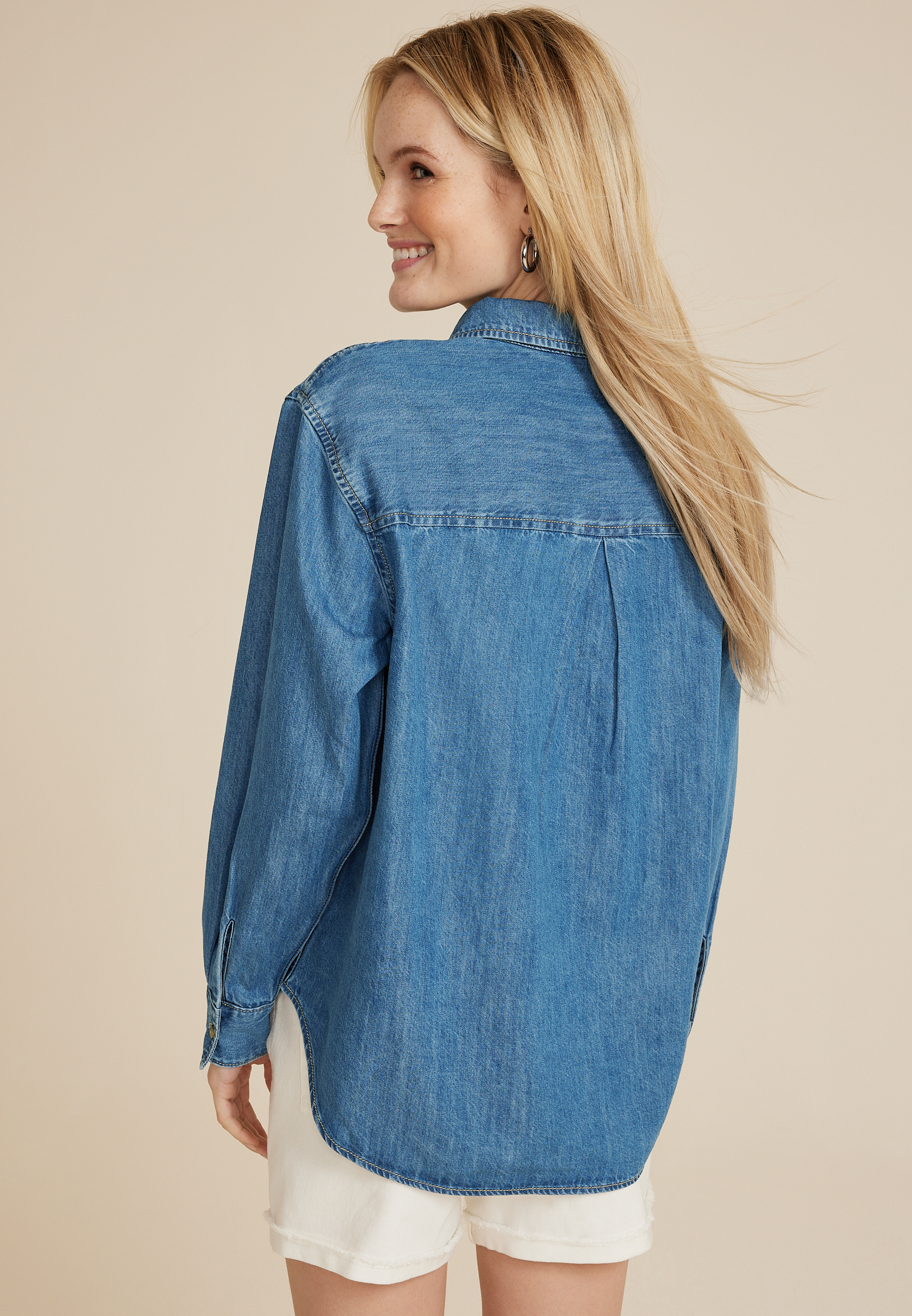 Denim Button Up Shirt, C740, large