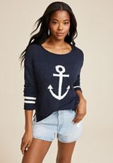 Anchor Icon Sweater, BLUE JASMINE COMBO, small