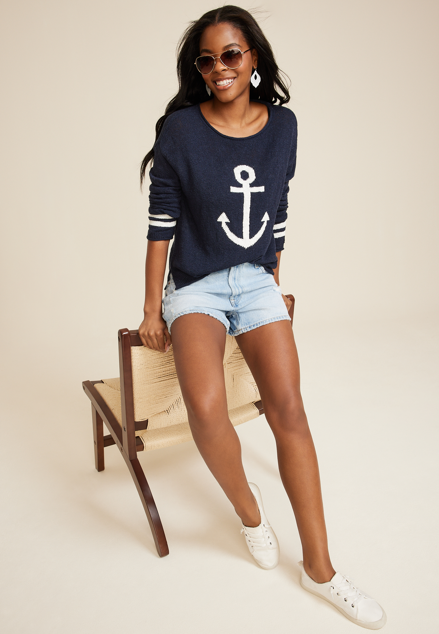Anchor Icon Sweater, BLUE JASMINE COMBO, large