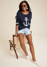 Anchor Icon Sweater, BLUE JASMINE COMBO, small