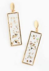 Gold Flecks Rectangular Drop Earrings, C605, small