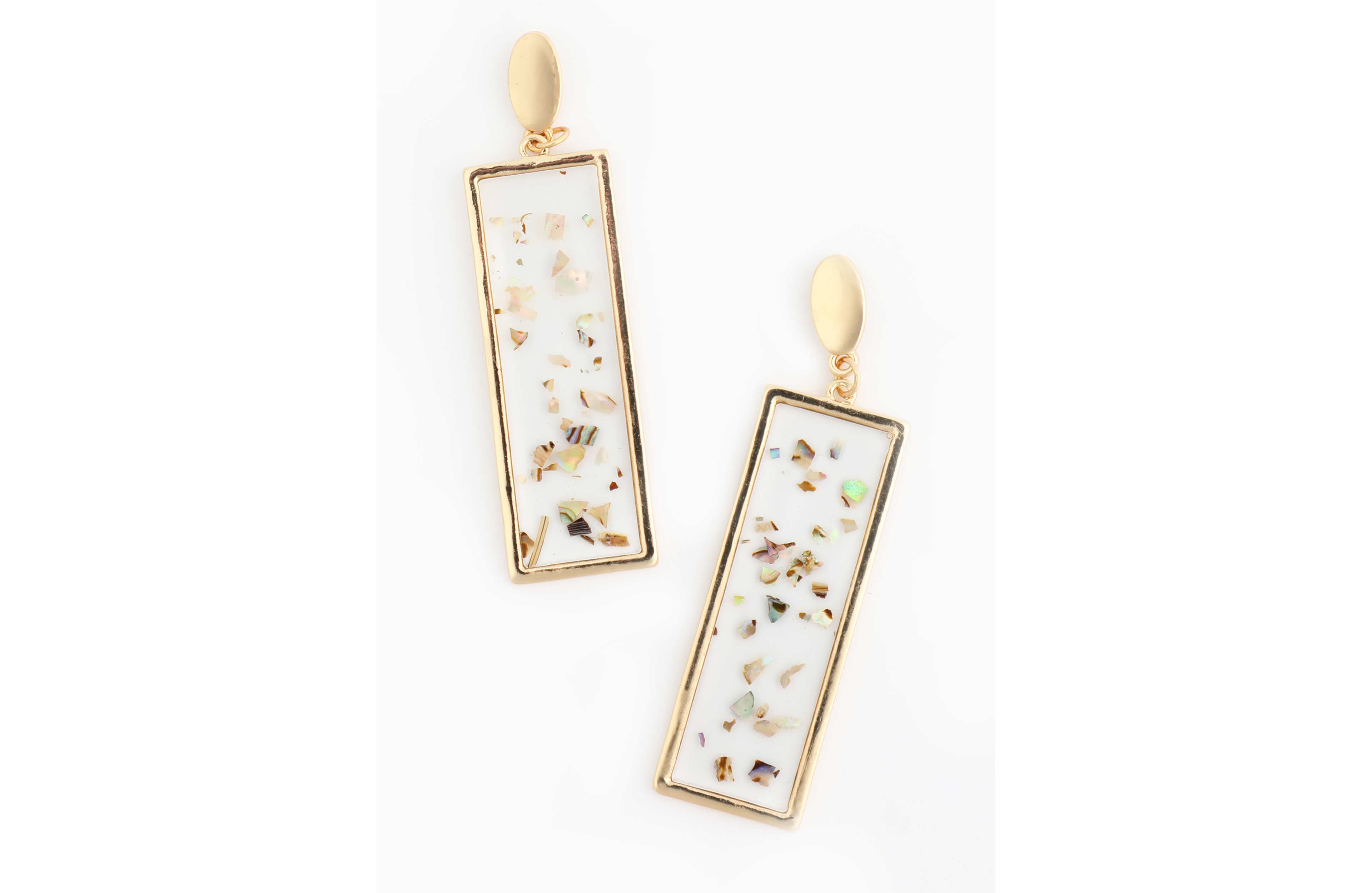 Gold Flecks Rectangular Drop Earrings