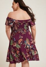 Plus Size Floral Off The Shoulder Mini Dress, C4695, small