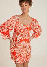 Floral Sweetheart Babydoll Mini Dress, C4748, small