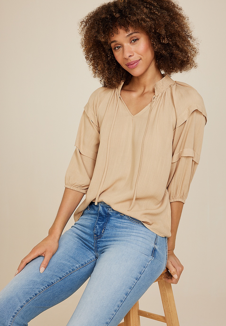 Tiered Puff Sleeve Blouse