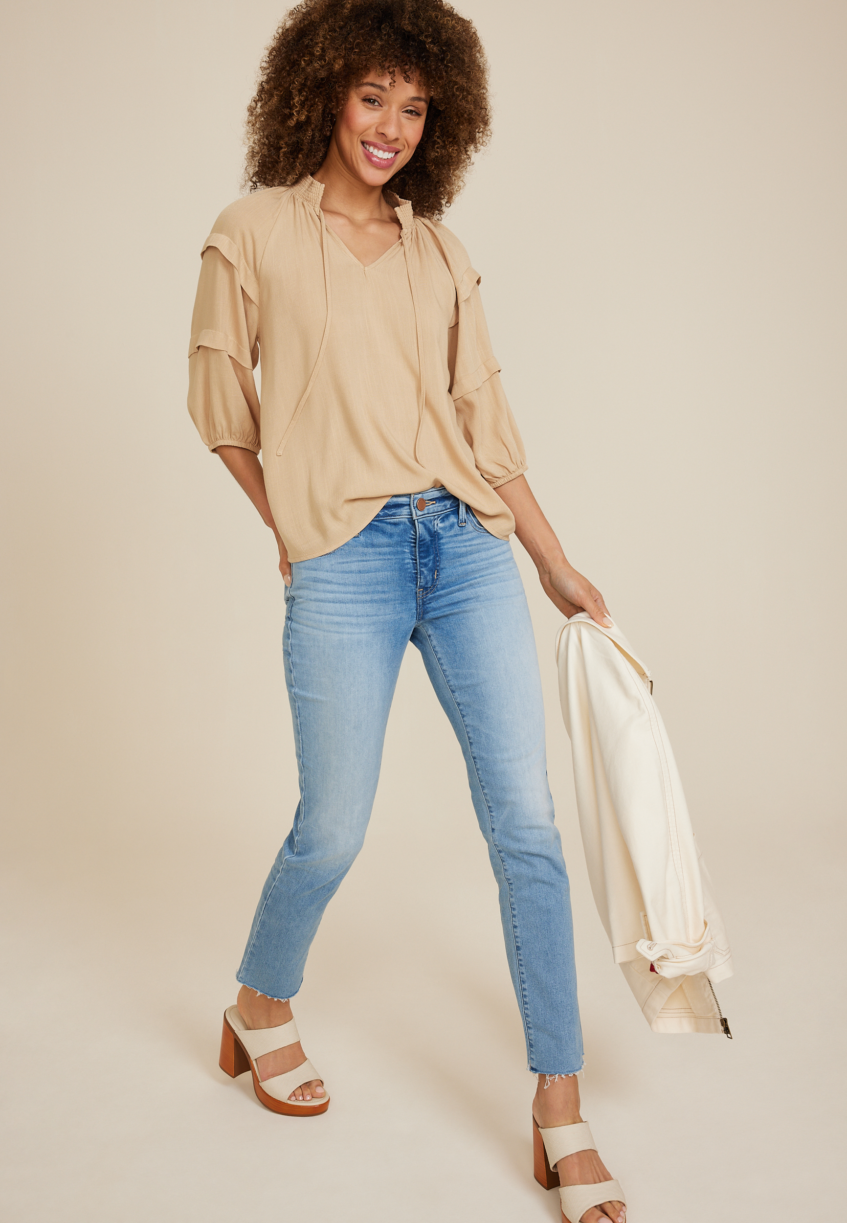 Tiered Puff Sleeve Blouse, C9052, large