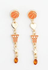 Basketball Drop Earrings, ORANGE, small