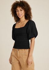 Smocked Puff Sleeve Blouse, C106, small