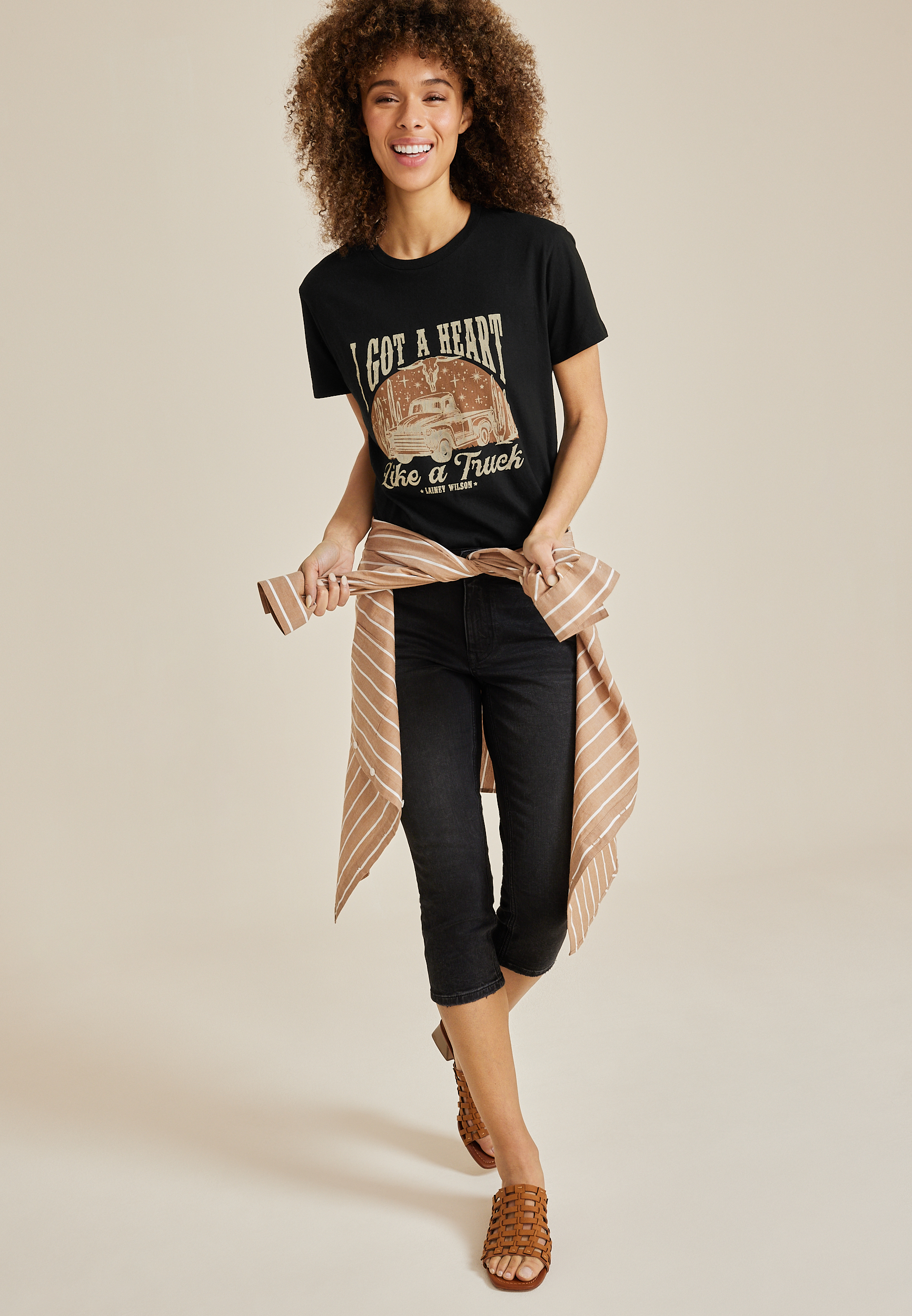 Lainey Wilson Country Oversized Fit Graphic Tee, BLACK, large