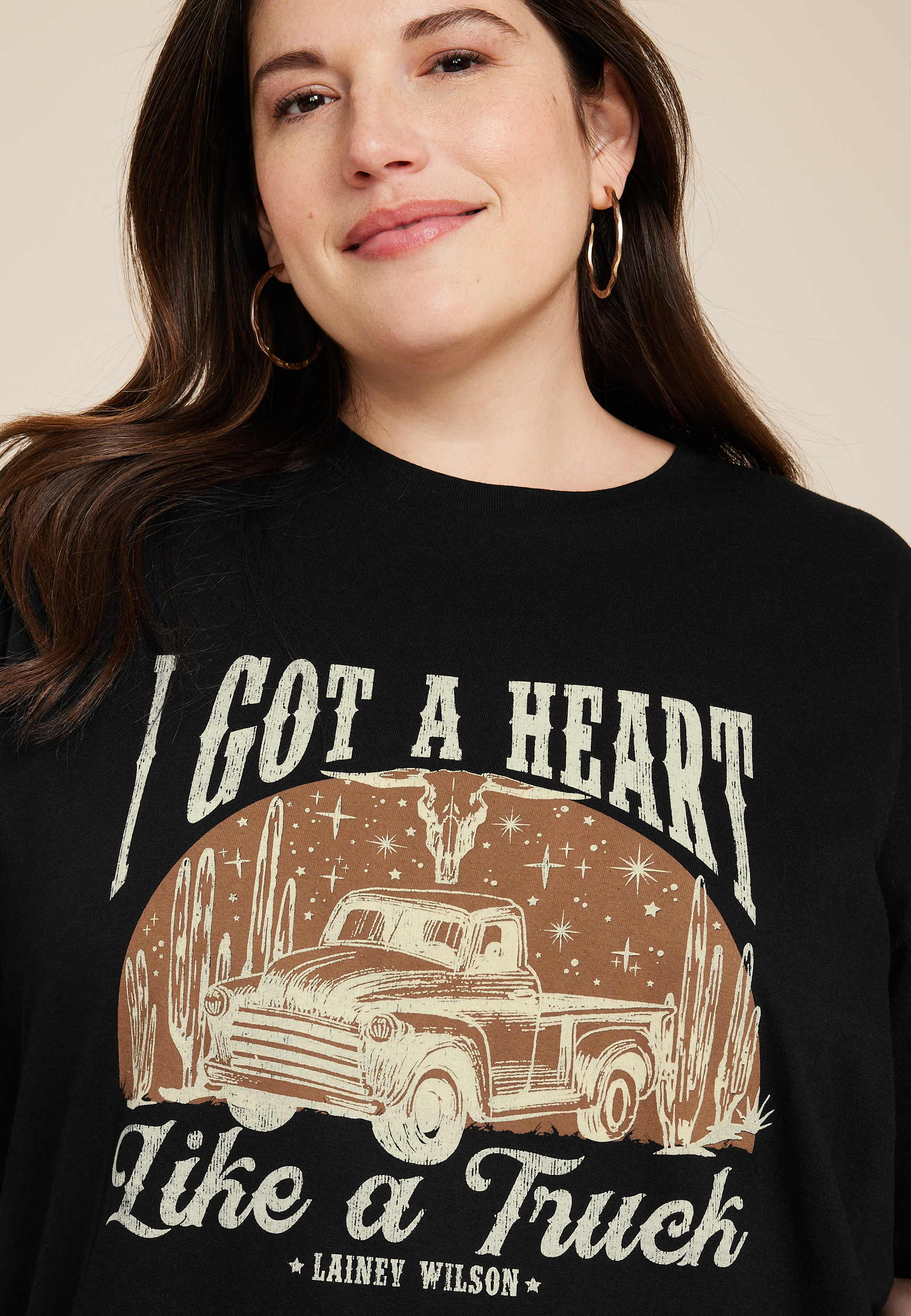 Plus Size Lainey Wilson Country Oversized Fit Graphic Tee, BLACK, large
